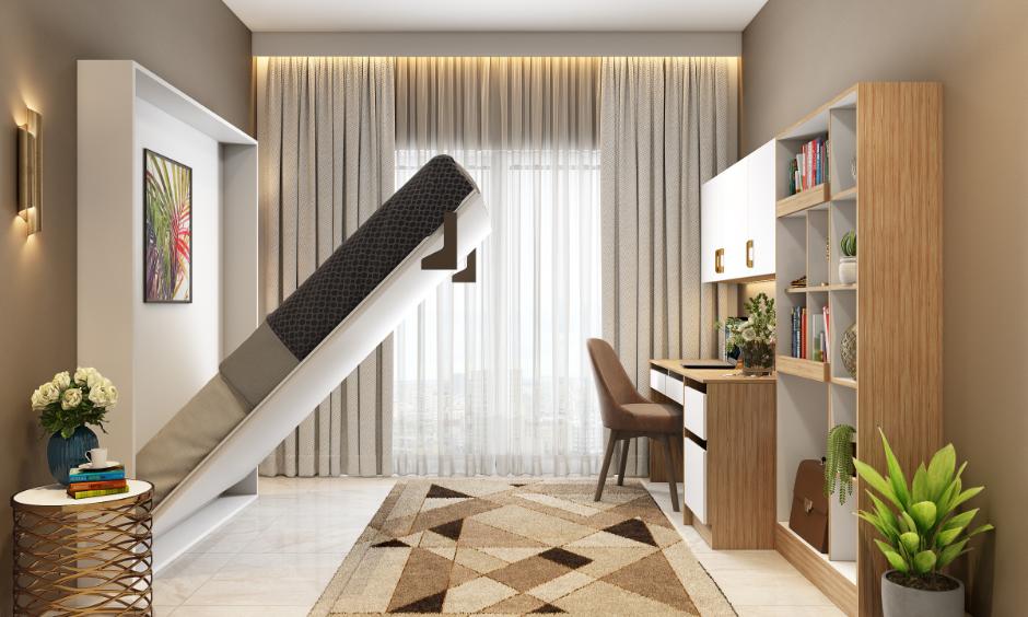 ছোট ঘর পরিপাটি রাখার জন্য ৭টি স্মার্ট ফার্নিচার আইডিয়া সহ একটি ল্যান্ডস্কেপ রুম সেটআপ