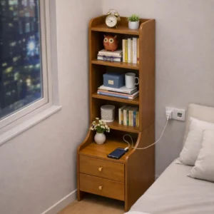 বেডসাইড বুকশেলফ উইথ ড্রয়ার - Bedside Bookshelf with Drawer