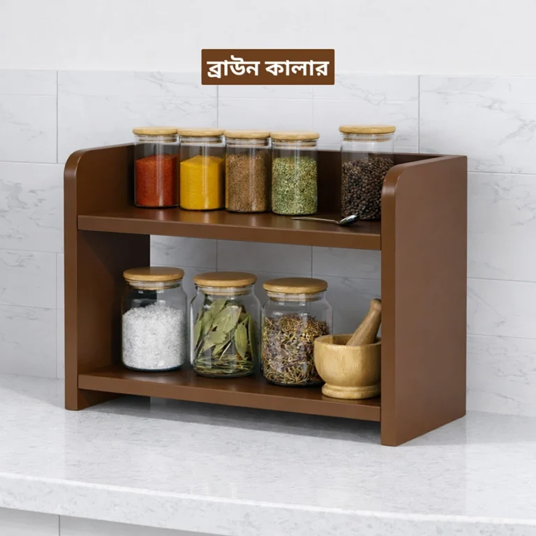 Smart Organizer Shelf – Multi-use Wooden Desk & Kitchen Rack Brown