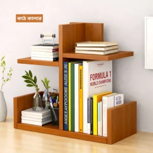 Griho Olindo wooden desktop bookshelf organizer natural wood color table book rack for study desk