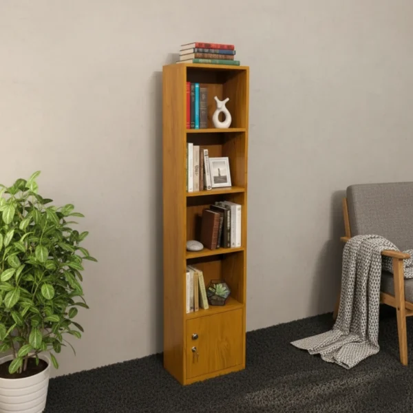 Slim Wooden Bookshelf Rack with door - গৃহ অলিন্দ