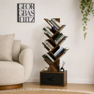 ট্রি বুকশেলফ উইথ ড্রয়ার - 7-Tier Tree Bookshelf with Drawer