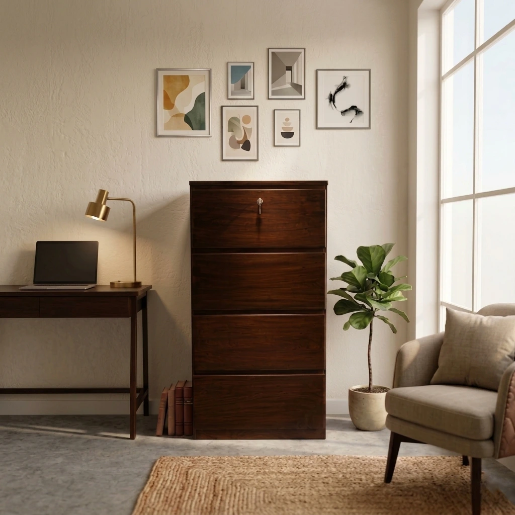 প্রিমিয়াম কাঠের ৪ ড্রয়ার ওয়ারড্রোব – Premium Wooden 4 Drawer Wardrobe - Image 3