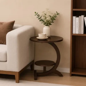 উডেন রাউন্ড টি টেবিল - wooden round tea table