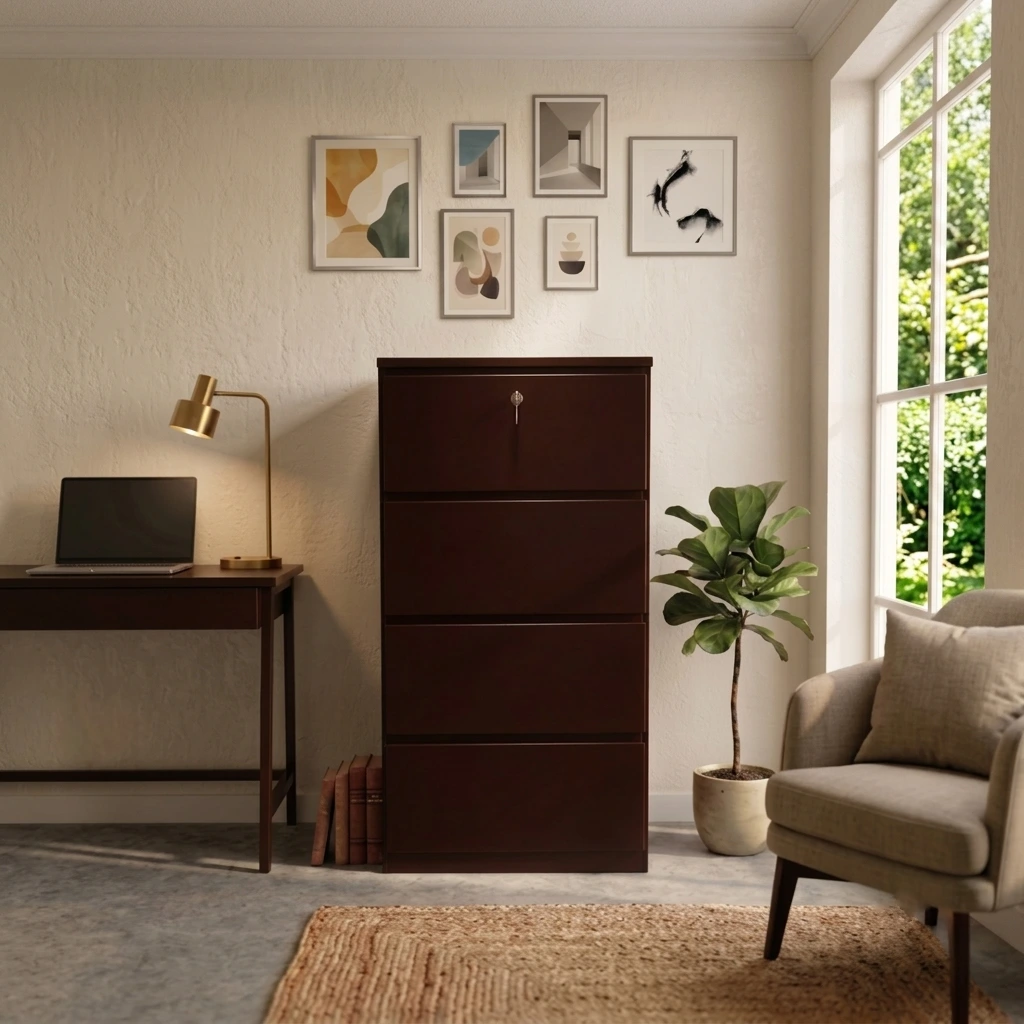 প্রিমিয়াম কাঠের ৪ ড্রয়ার ওয়ারড্রোব – Premium Wooden 4 Drawer Wardrobe - Image 4