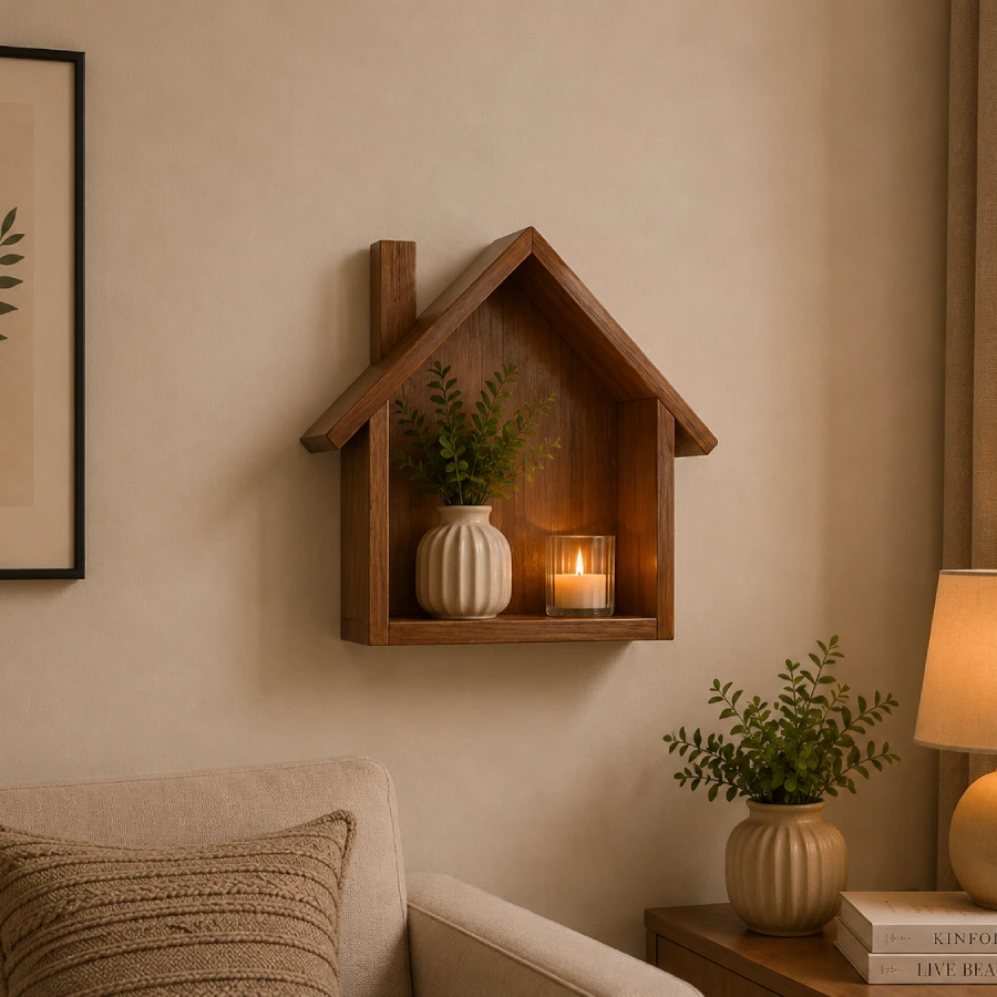 Mini Home Wall Shelf - Brown