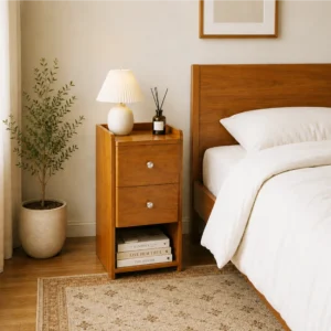 বেডসাইড টেবিল উইথ ওপেন স্পেস – Modern Wood Bedside Table