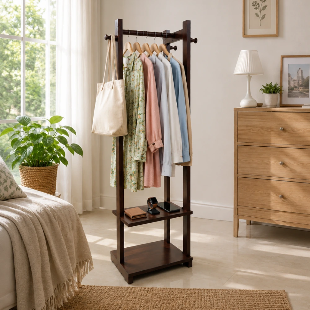 মেহগনি কাঠের মিনি আলনা – Wooden Mini Alna Stand