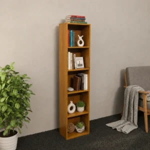 স্লিম কাঠের বুকশেলফ 5 তাক - Slim Wooden Bookshelf 5 shelves