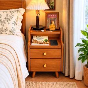 বেডসাইড টেবিল উইথ ওপেন স্পেস - Wood Bedside Table
